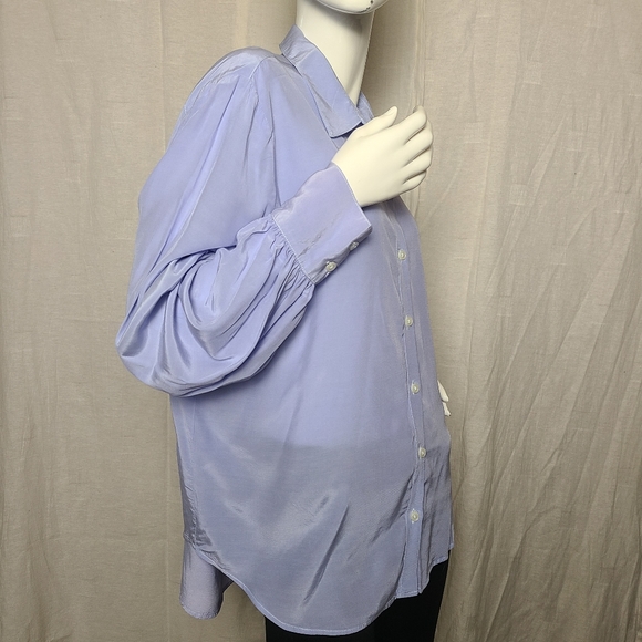 En Thread Womens Periwinkle Blue Business Professional Viscose Button-Down Shirt - Picture 7 of 13